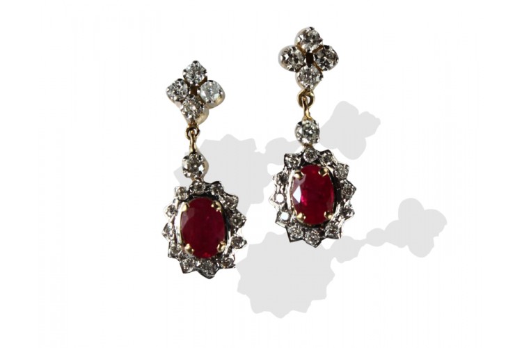 Ruby & Diamond Earring in 14k